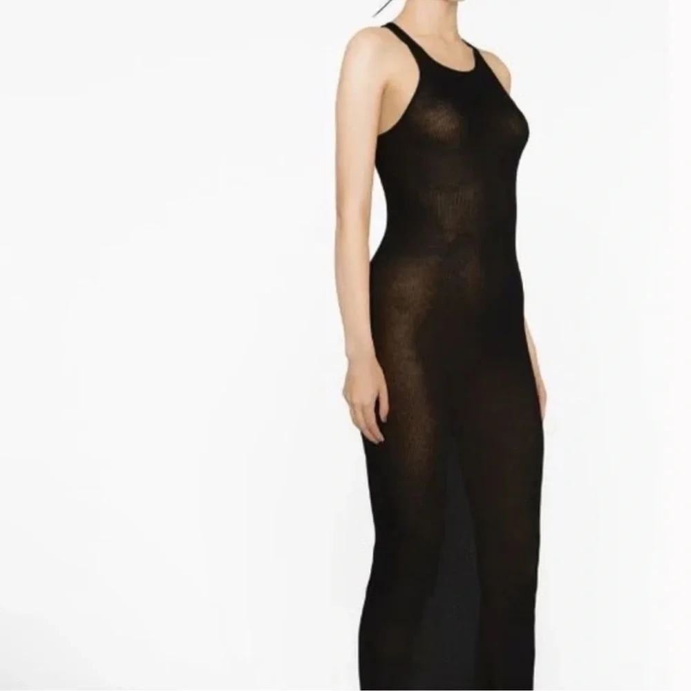 Rick Owens Sheer Black Tank Maxi Dress